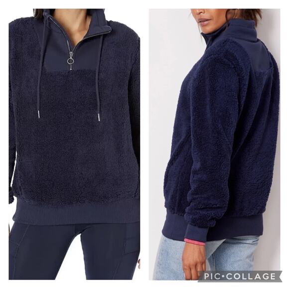 Sweaty Betty Tops - Sweaty Betty Sherpa Quarter Zip Pullover Navy Blue Size 4